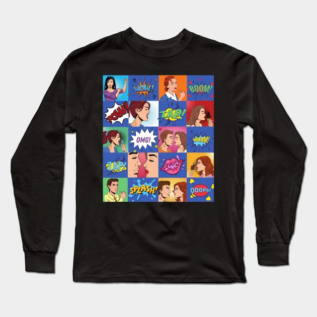 Retro Comic Strip Style Long Sleeve T-Shirt by CheeseOnBread